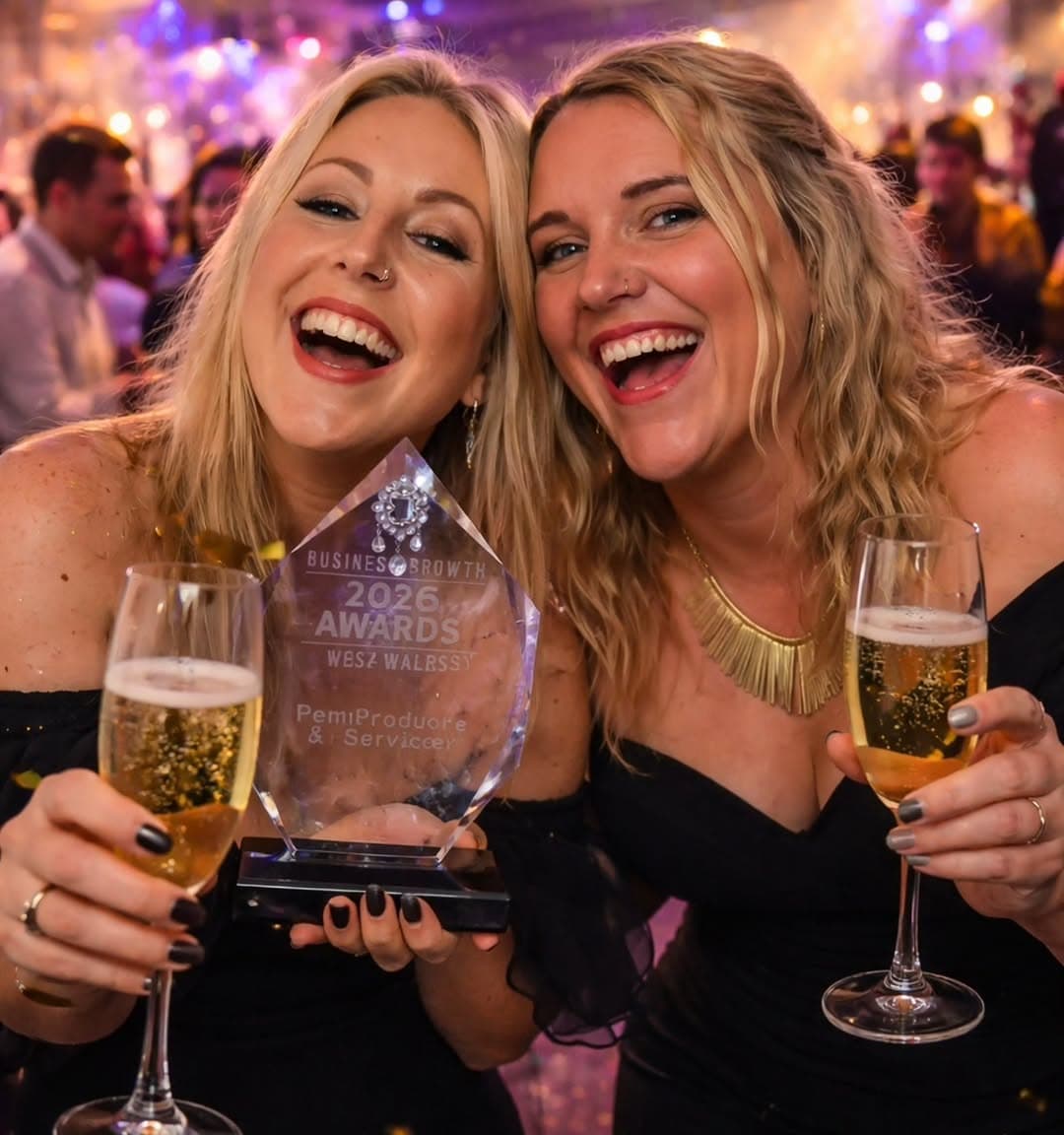 The founders celebrating an award for the family business