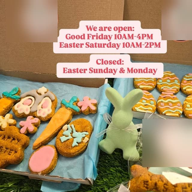 Easter iced biscuits packed in a logo-stickered box